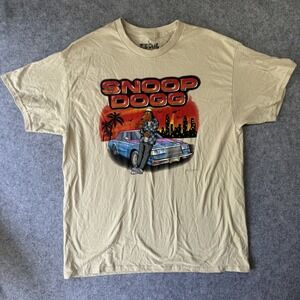 Joe Cool Snoop Dogg Graphic Tee Large Tan Cotton Hip Hop Shirt